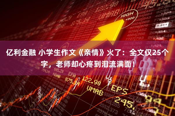 亿利金融 小学生作文《亲情》火了：全文仅25个字，老师却心疼到泪流满面！